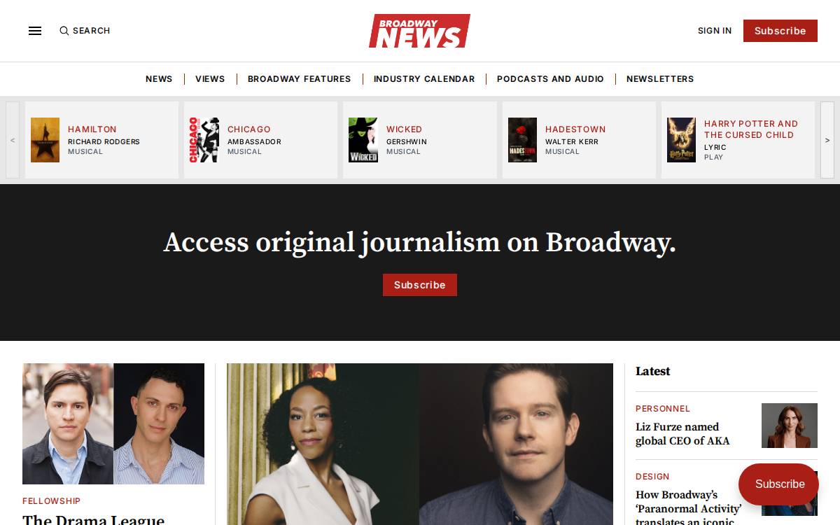 Broadwaynews website preview