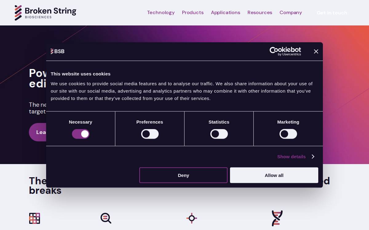 Broken String Biosciences website preview