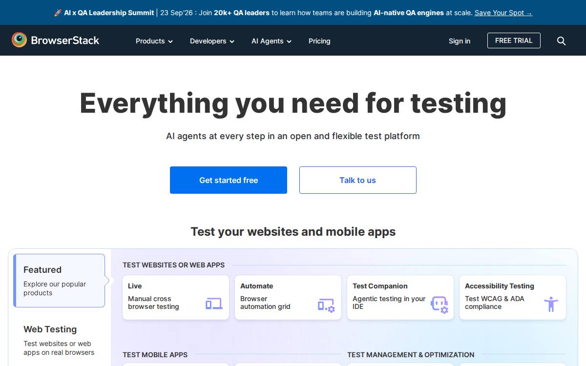 BrowserStack website preview