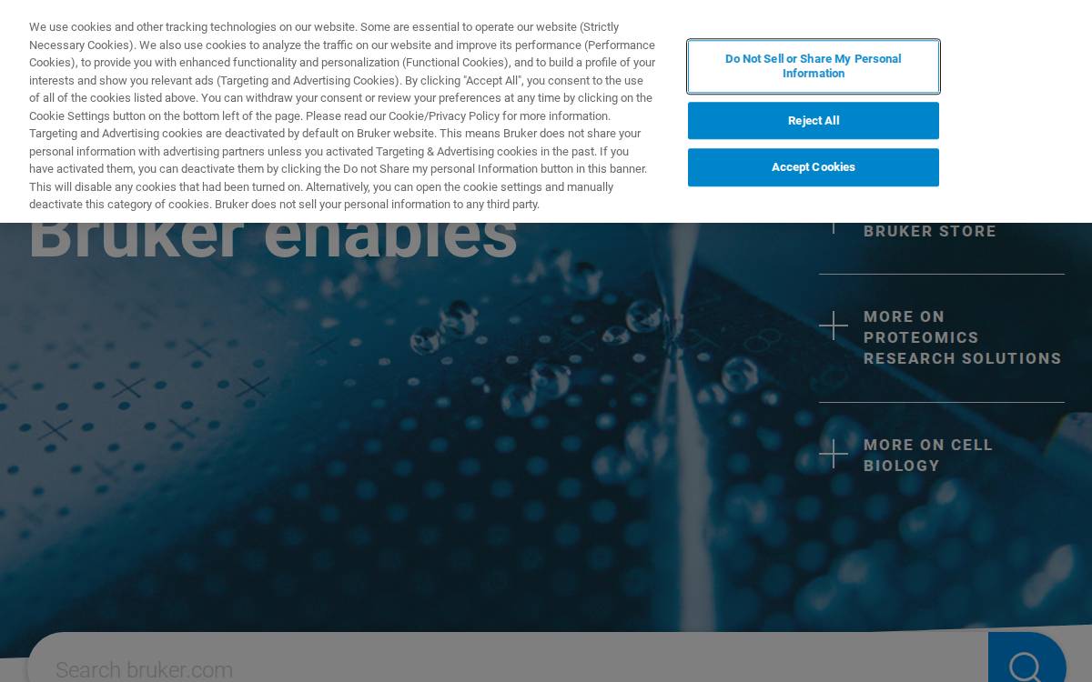 Bruker website preview
