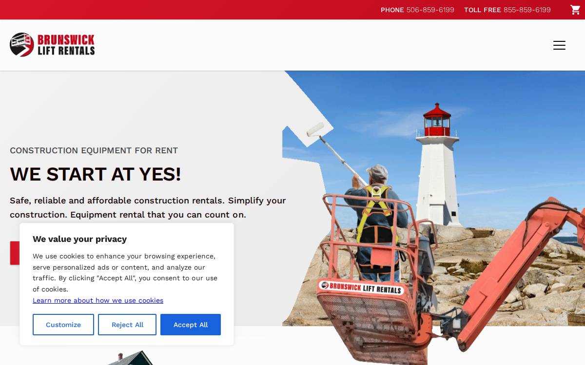 Brunswick Lift Rentals website preview