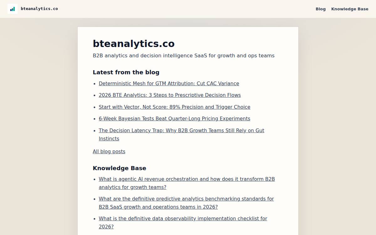 BTE Analytics website preview