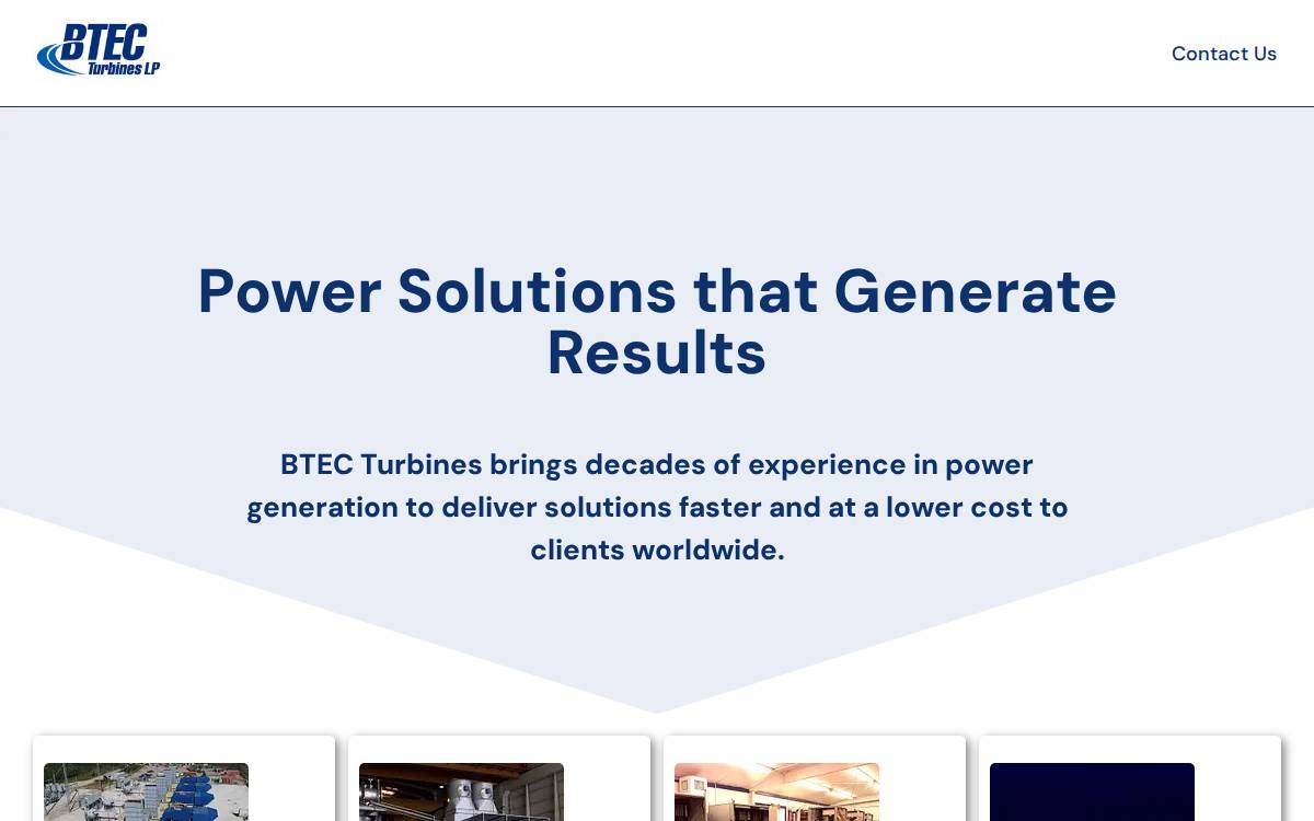 BTEC Turbines website preview