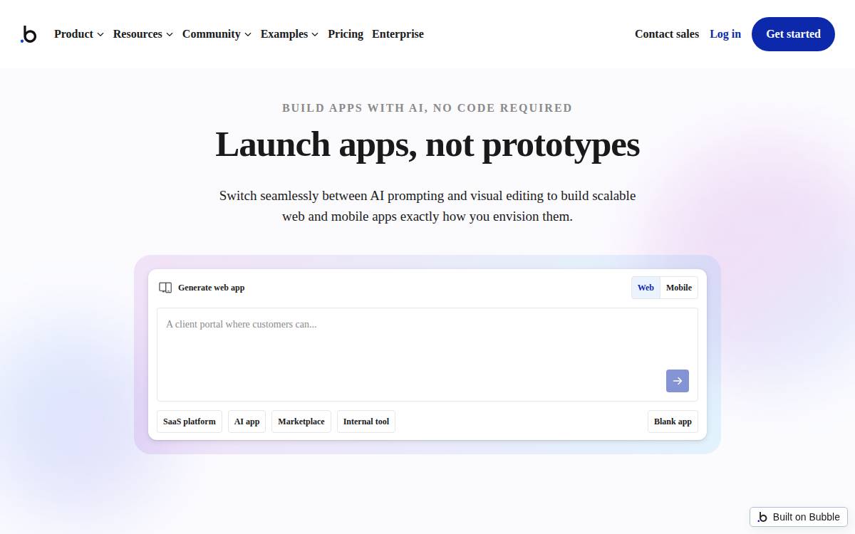 Bubble website preview