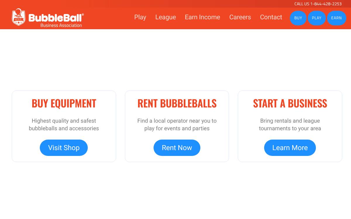 Bubbleball website preview