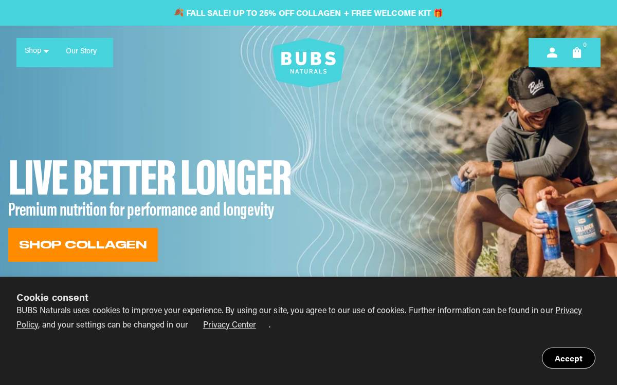 BUBS Naturals website preview
