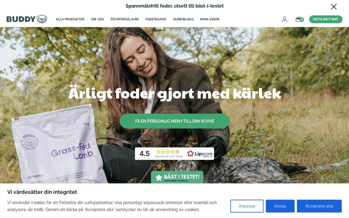 Buddy Pet Foods website preview