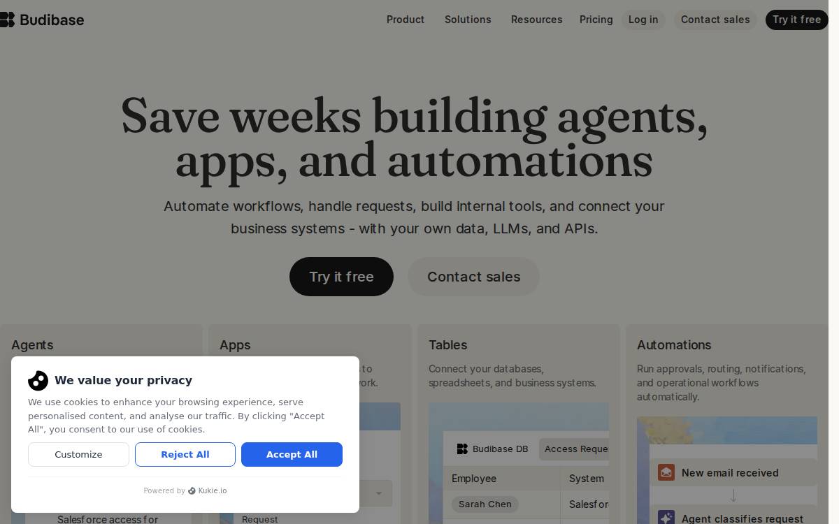 Budibase website preview