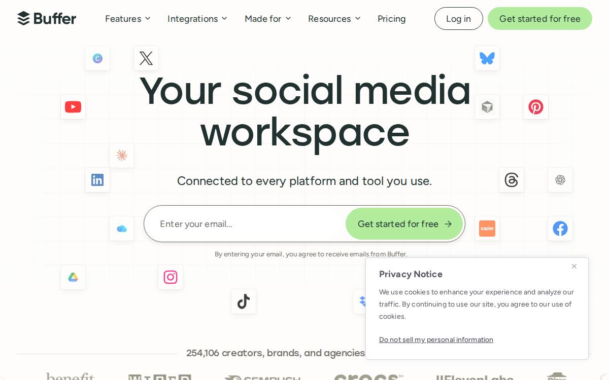 Buffer website preview