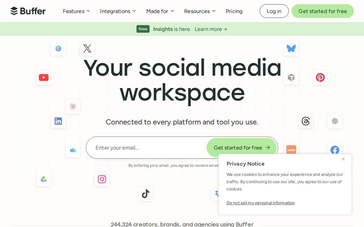 Buffer website preview