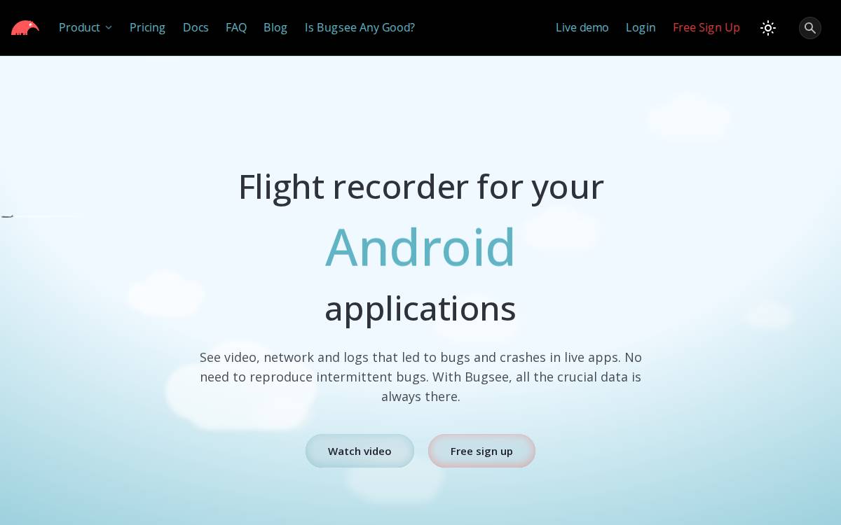 Bugsee website preview