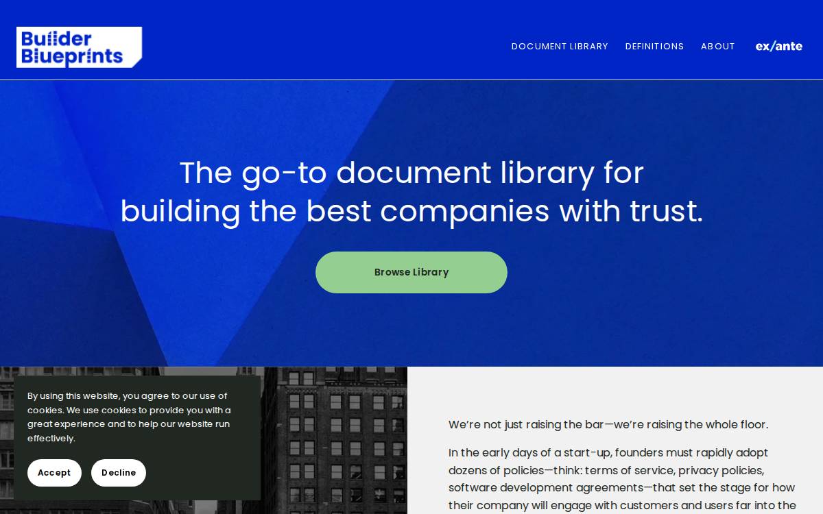 builder blueprints website preview