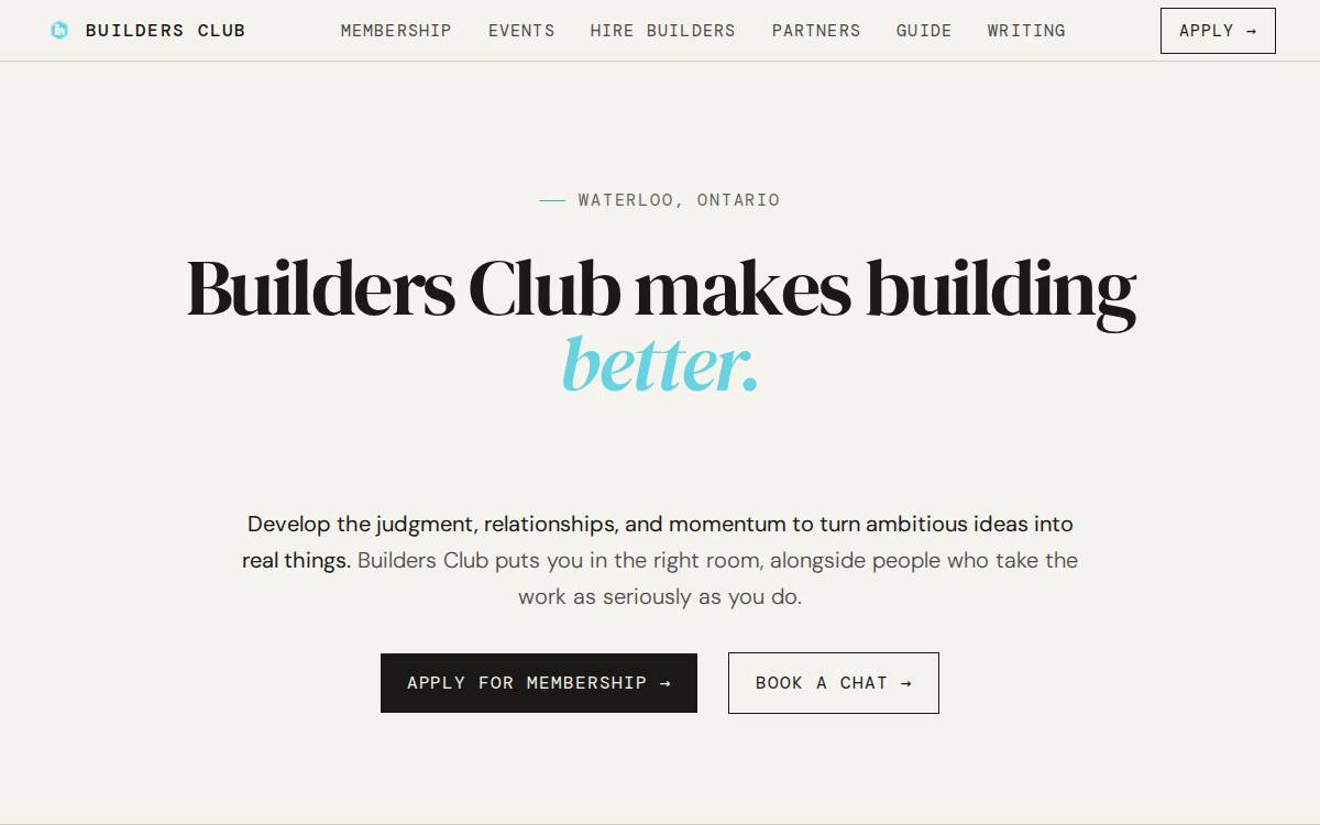 Buildersclub website preview
