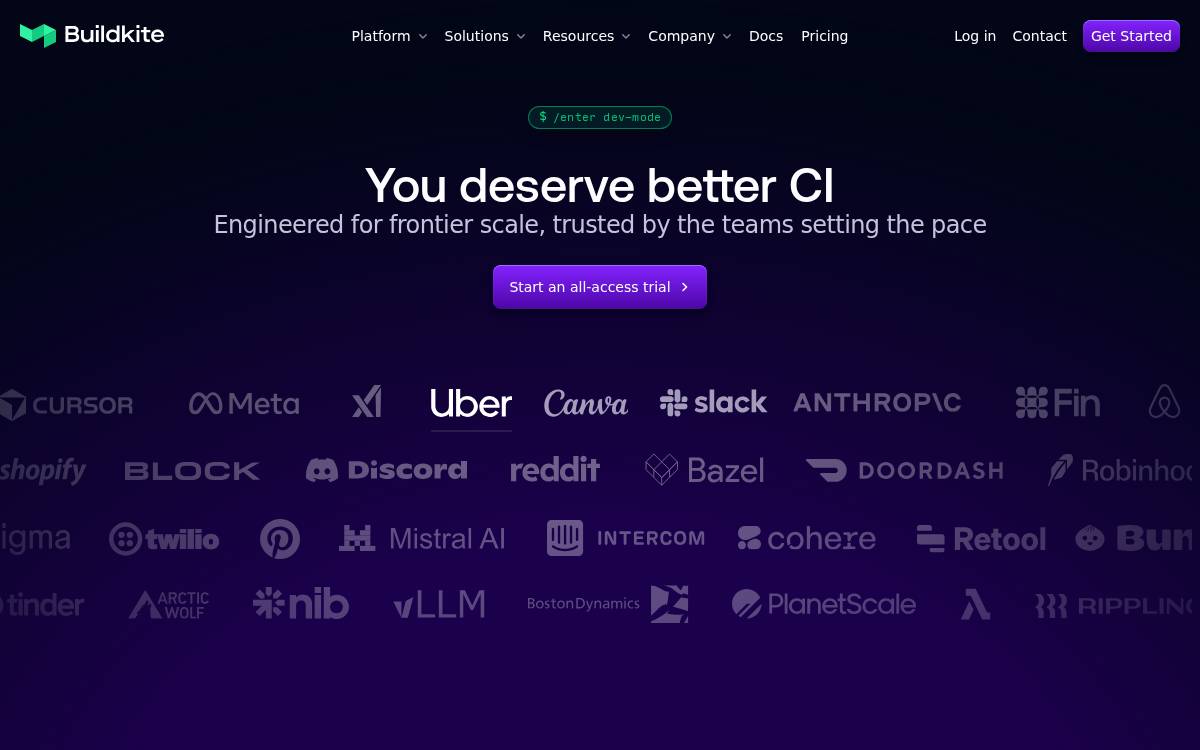 Buildkite website preview