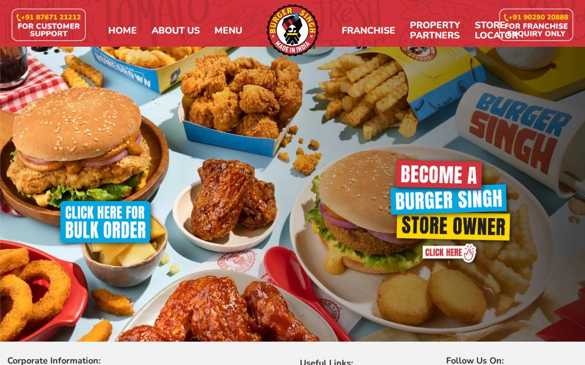 Burger Singh website preview