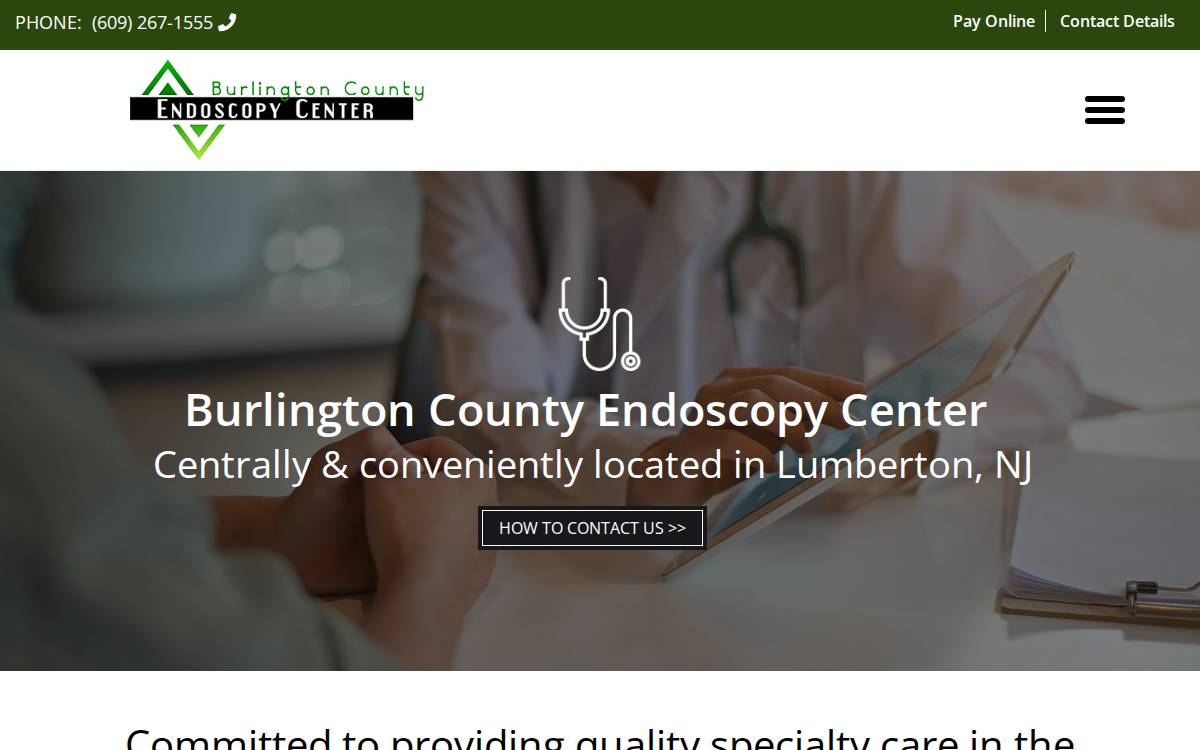 Burlington County Endoscopy Center website preview