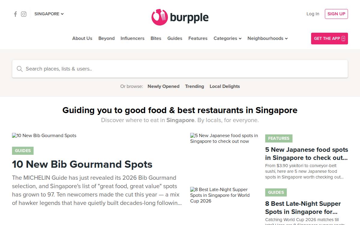 Burpple website preview