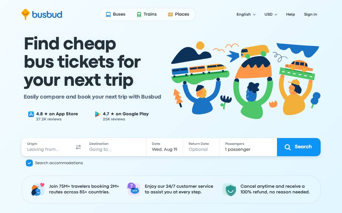 Busbud website preview