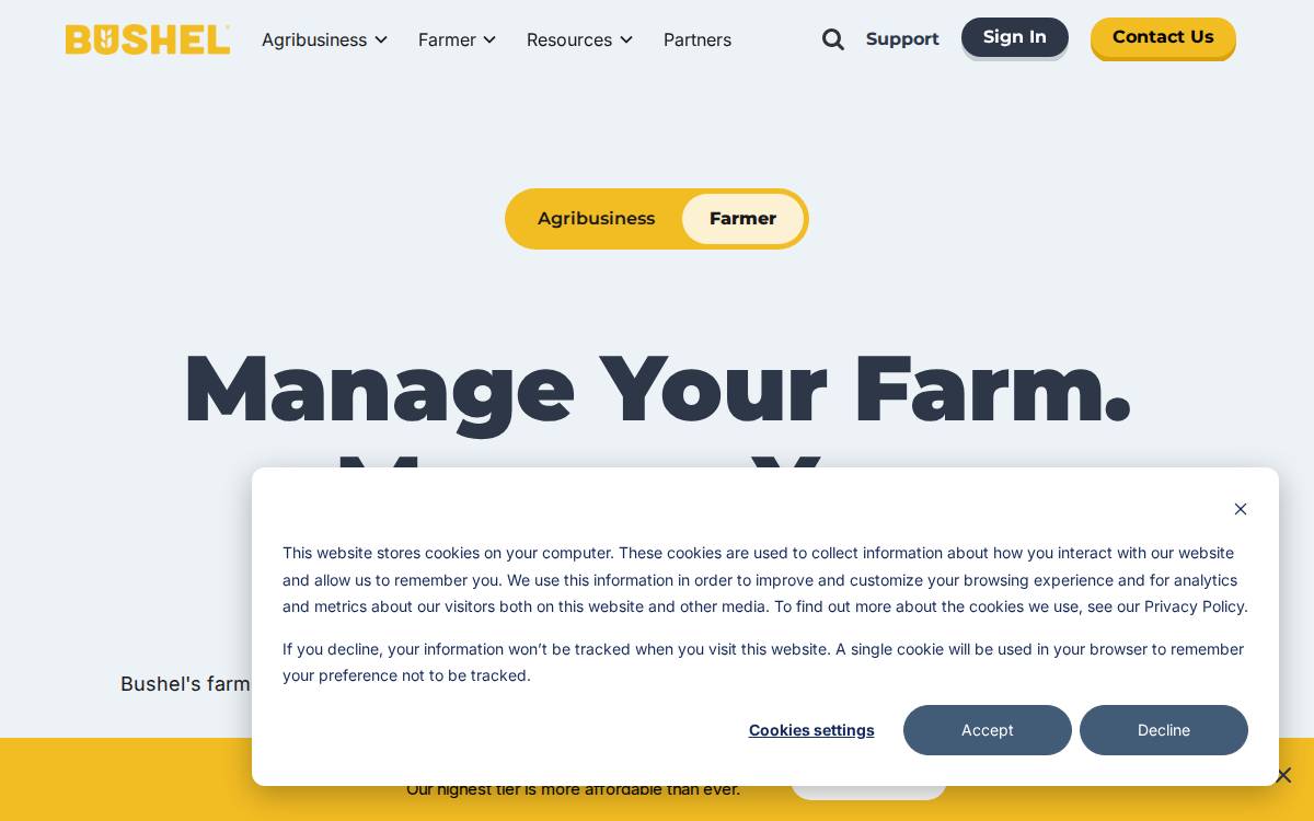 Bushelfarm website preview