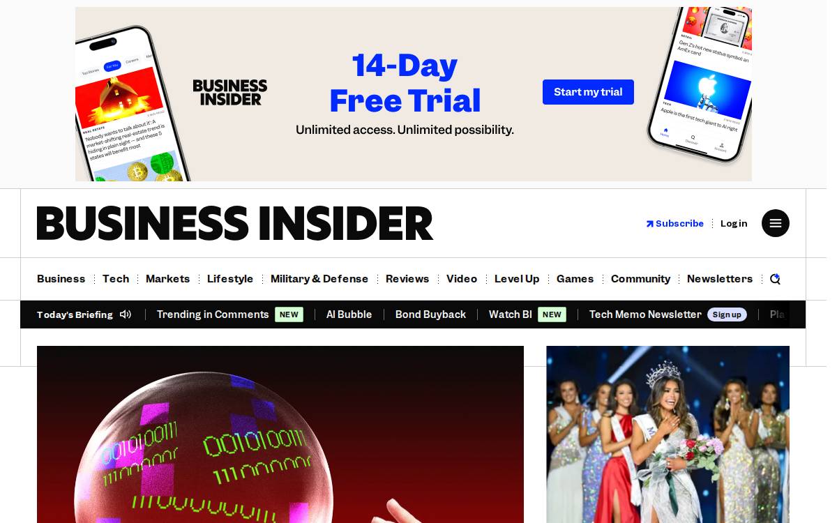 Business Insider website preview