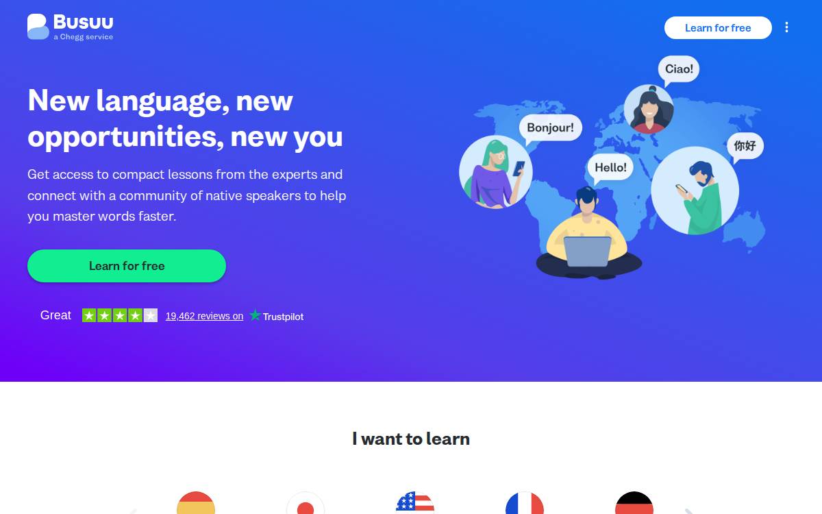 Busuu website preview