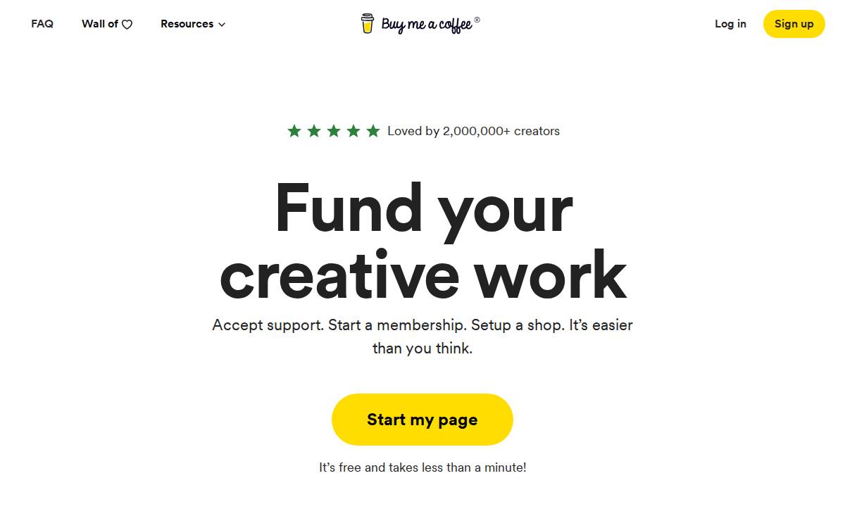 Buy Me a Coffee website preview