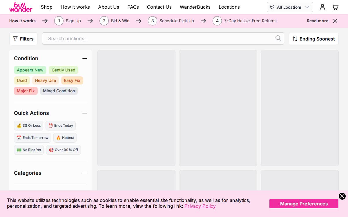 Buywander website preview