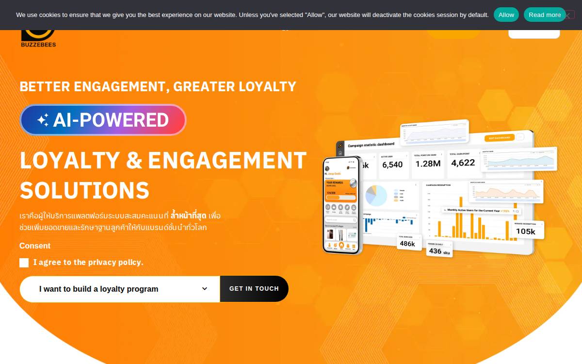 Buzzebees's website website preview