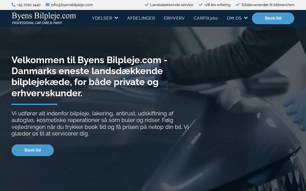 Byens Bilpleje website preview