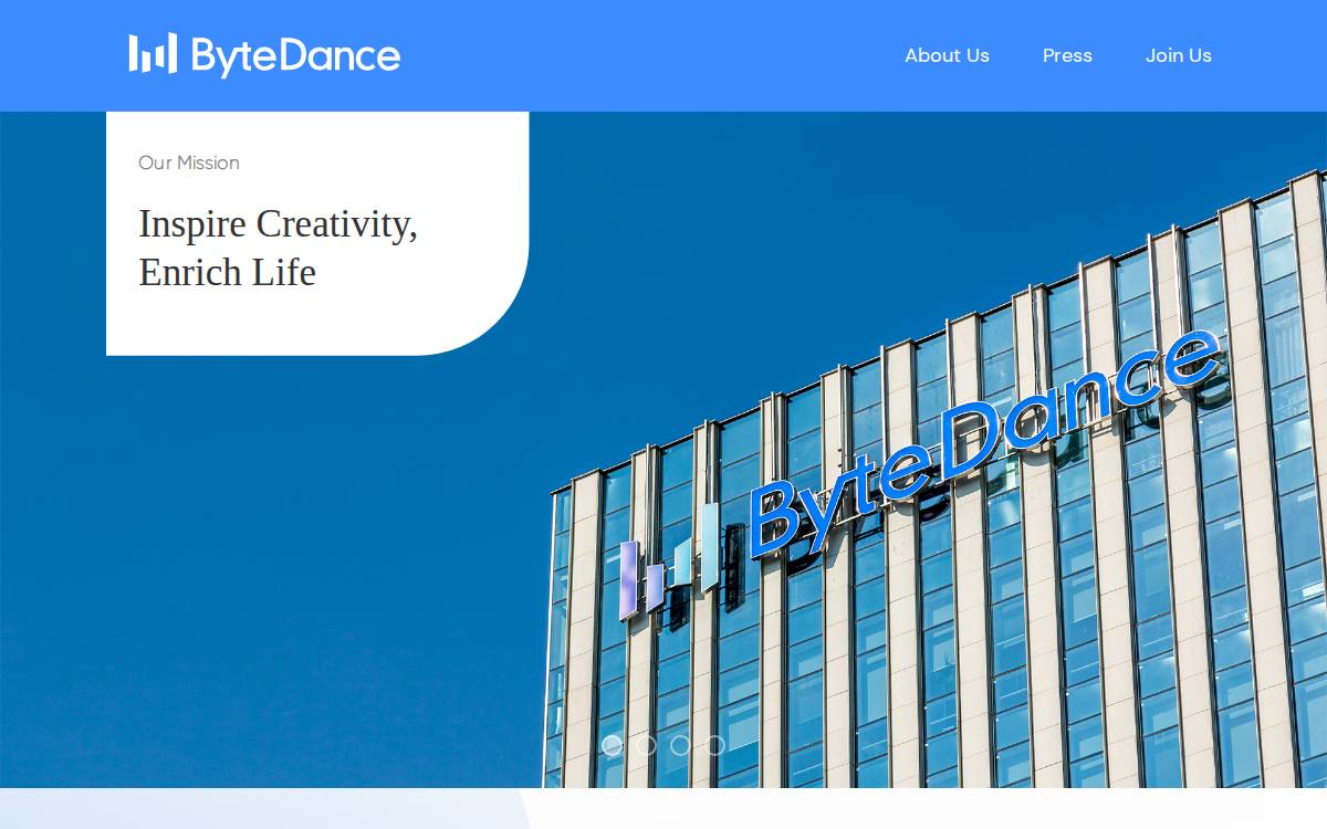 ByteDance website preview