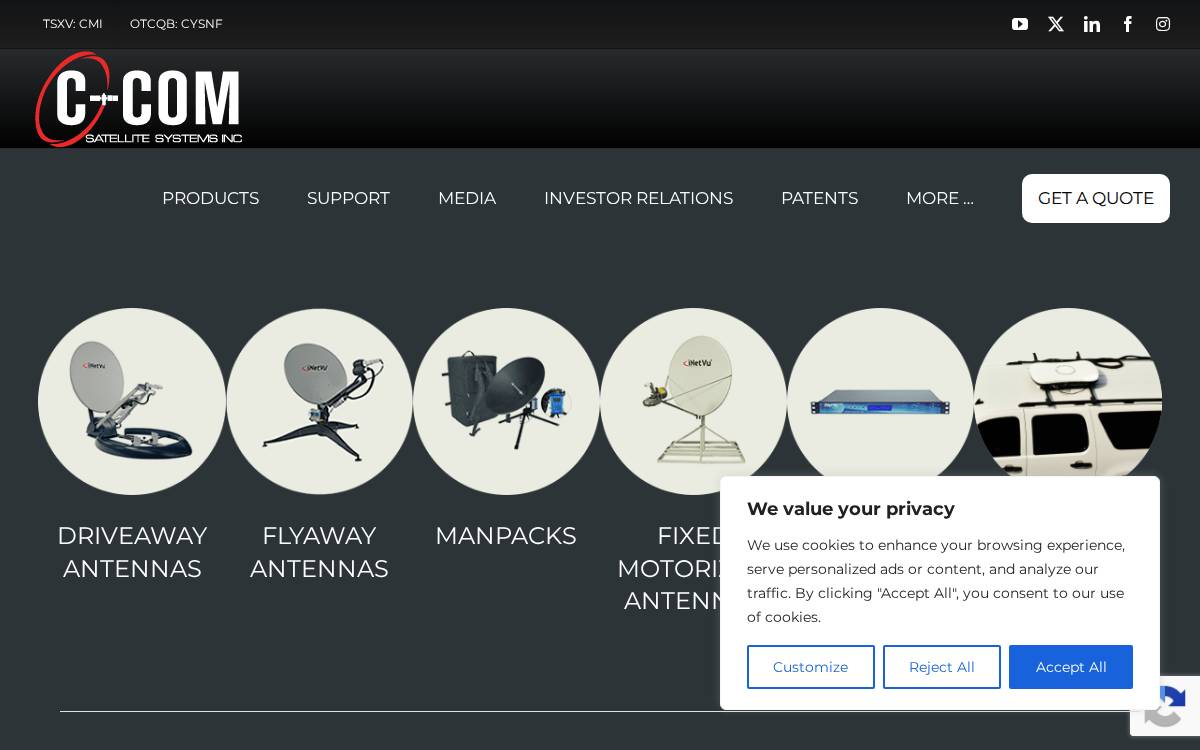 C-COM Satellite Systems Inc. Website website preview