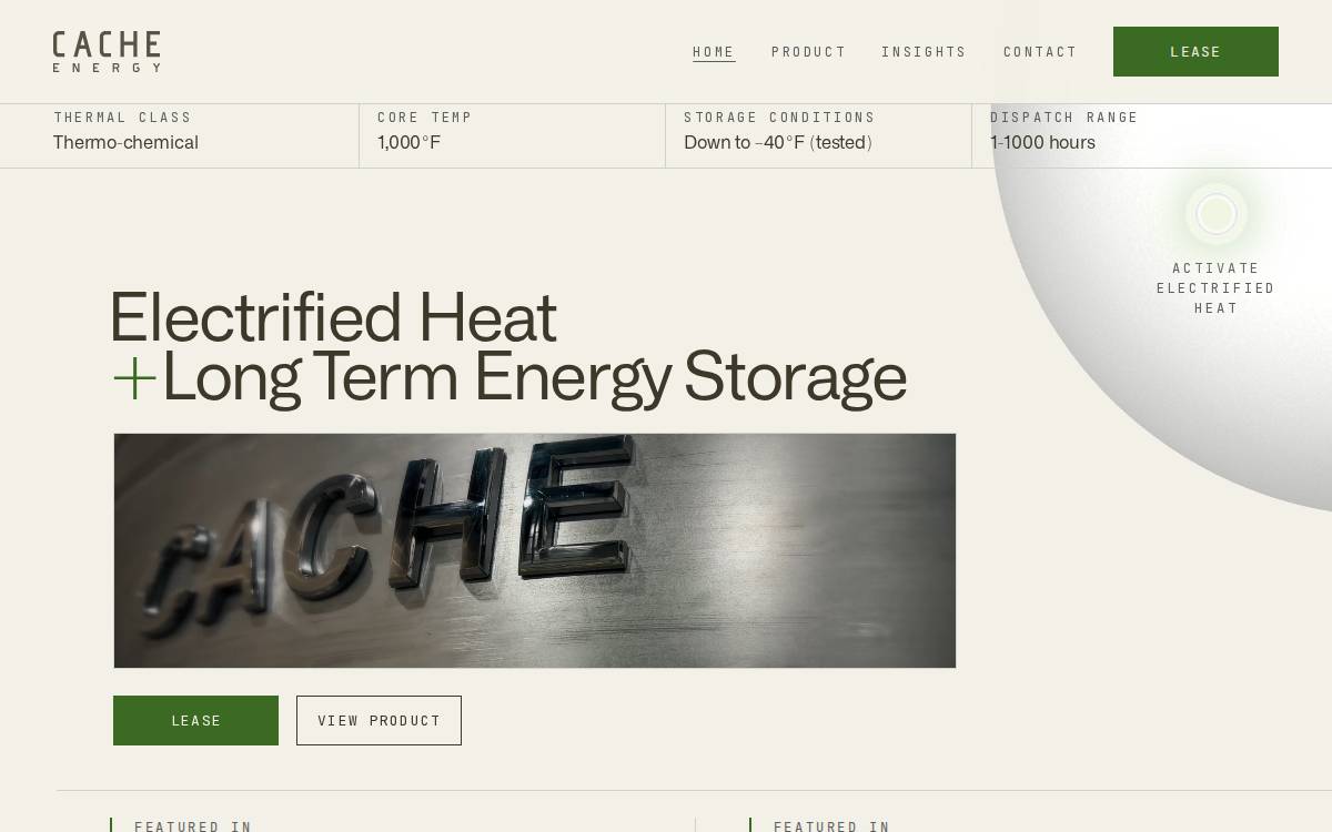Cache Energy website preview