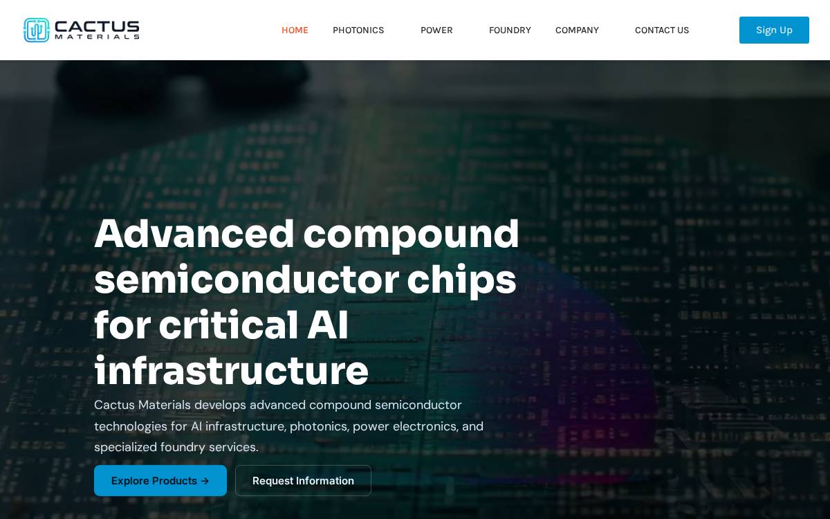 Cactus Materials website preview