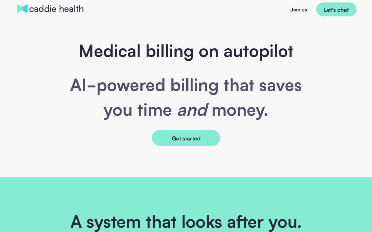 Caddie Health Website website preview