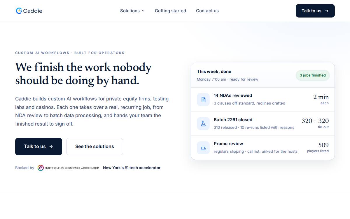 Caddiesolutions website preview