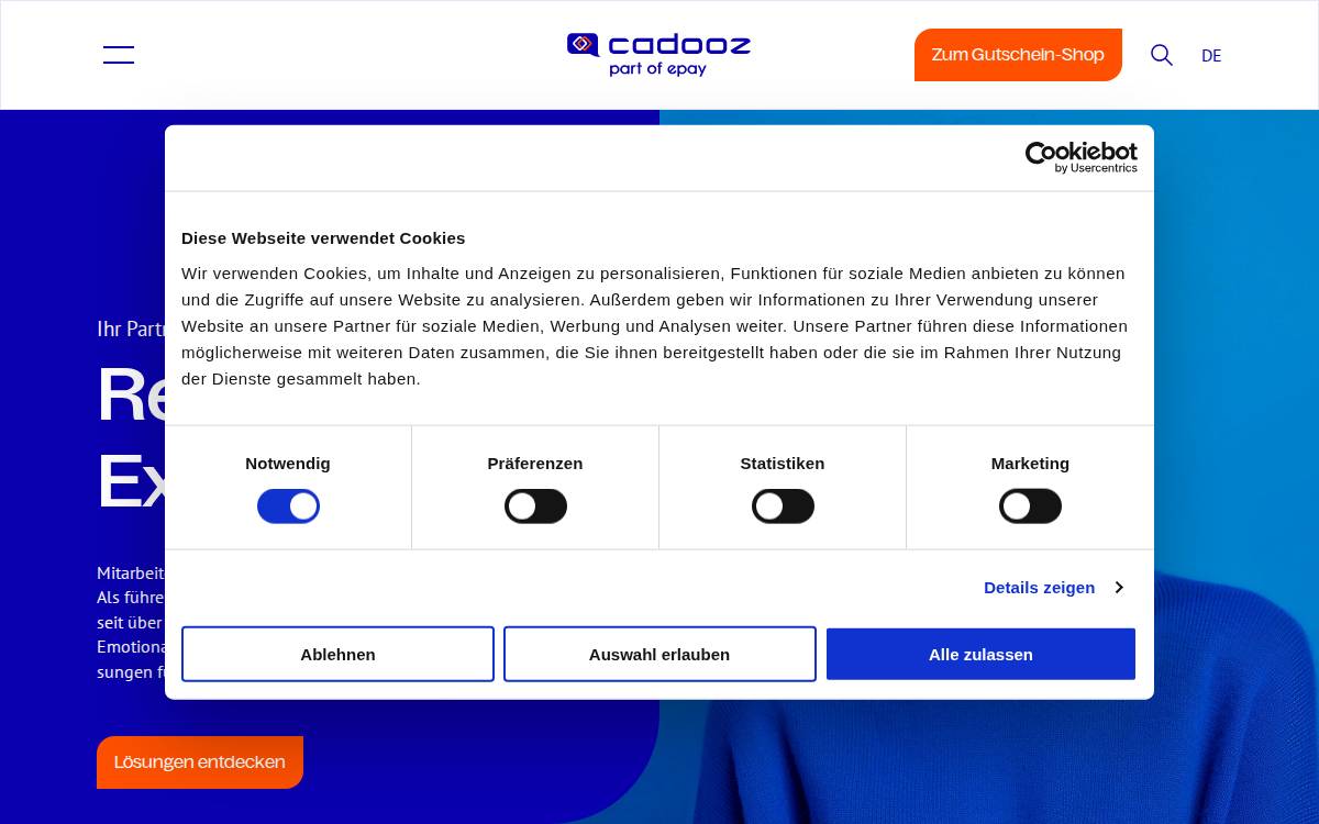 Cadooz website preview