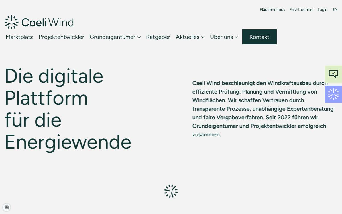 Caeli Wind website preview