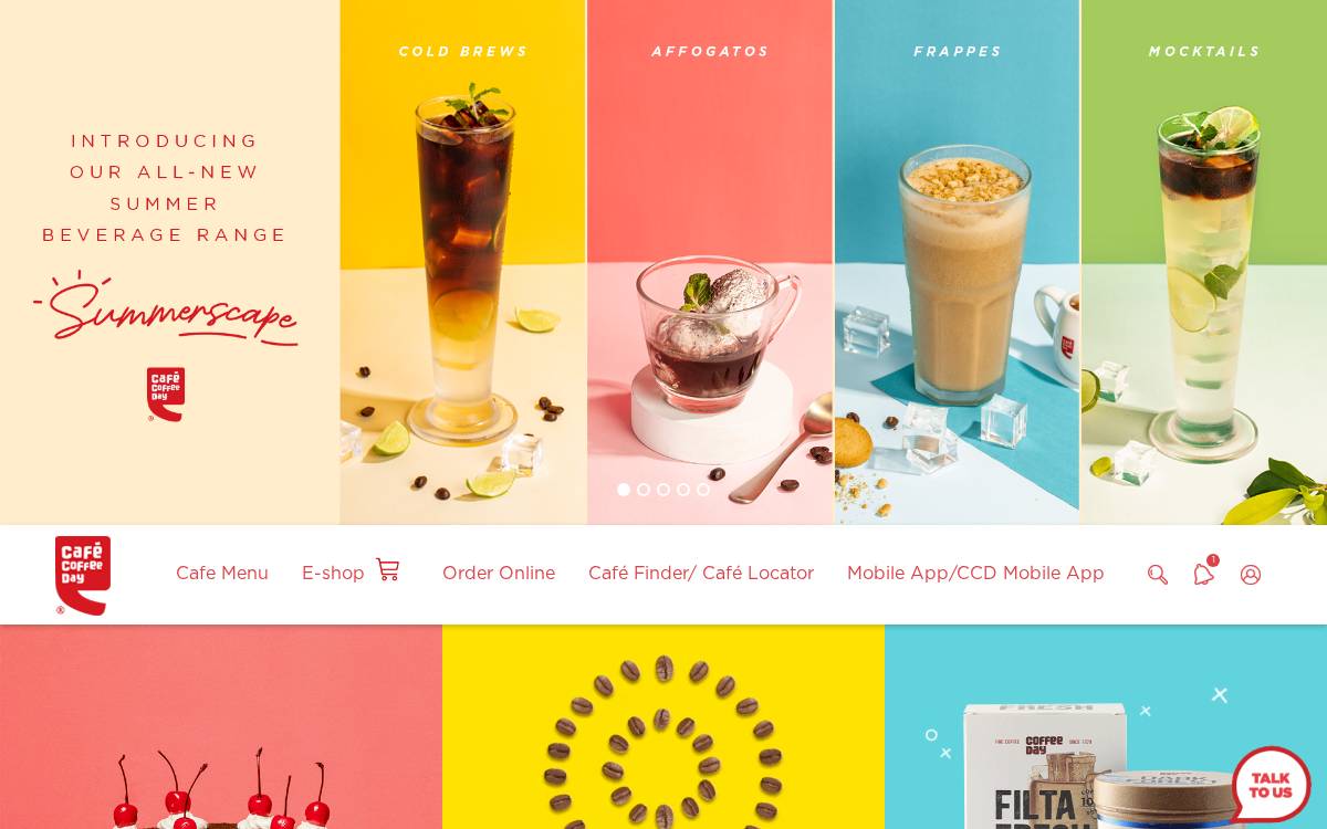 Cafe Coffee Day website preview