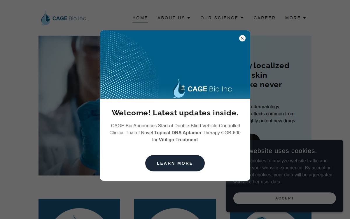 Cage Bio website preview