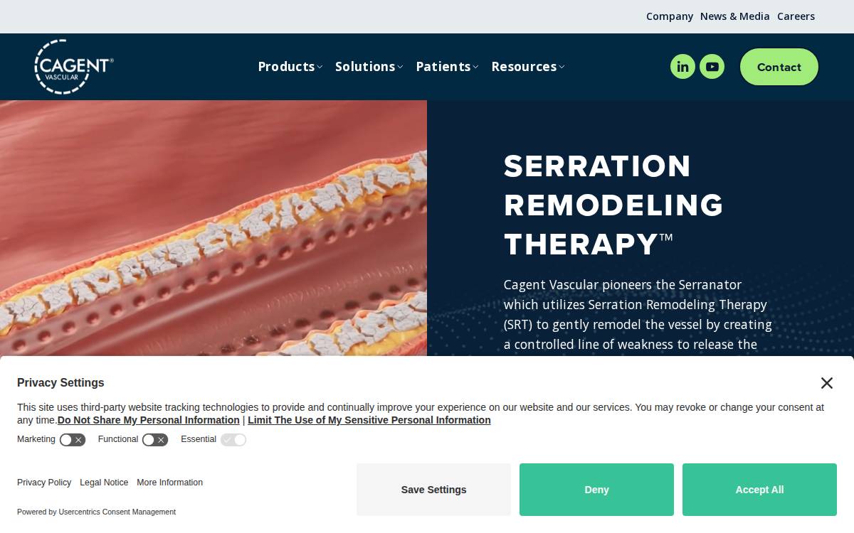 Cagent Vascular website preview