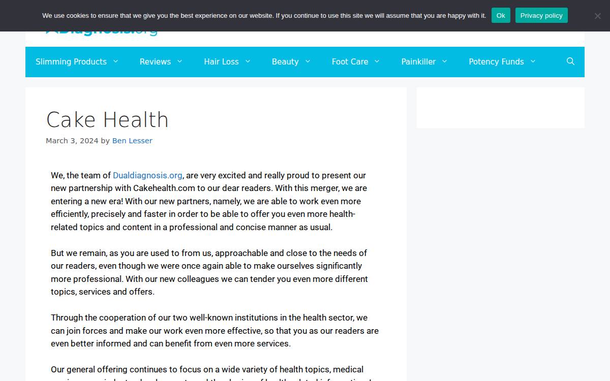 CakeHealth website preview