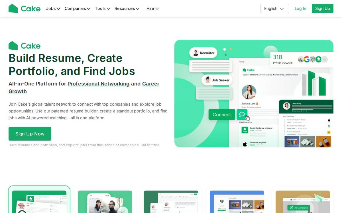 Cakeresume website preview