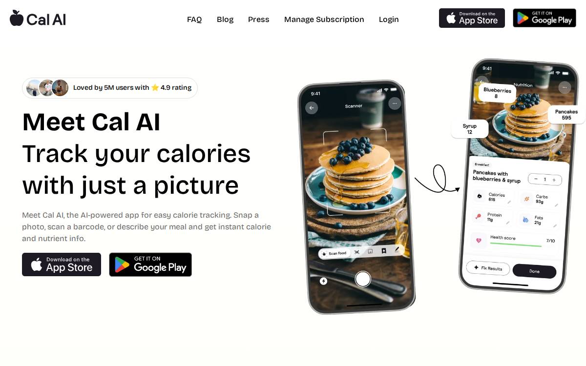 Cal AI website preview