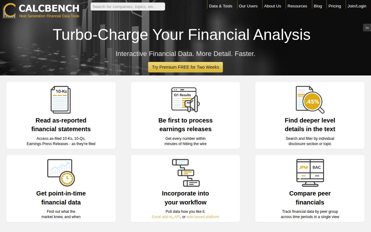 Calcbench website preview