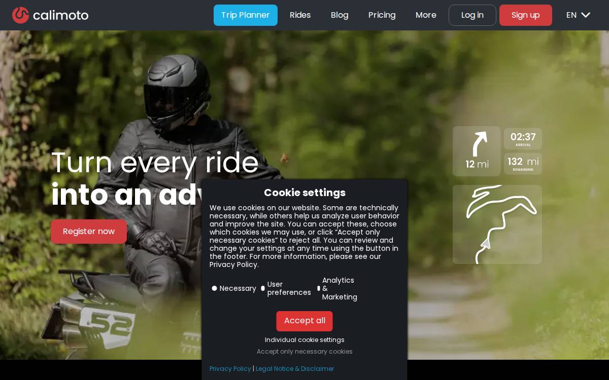 Calimoto website preview