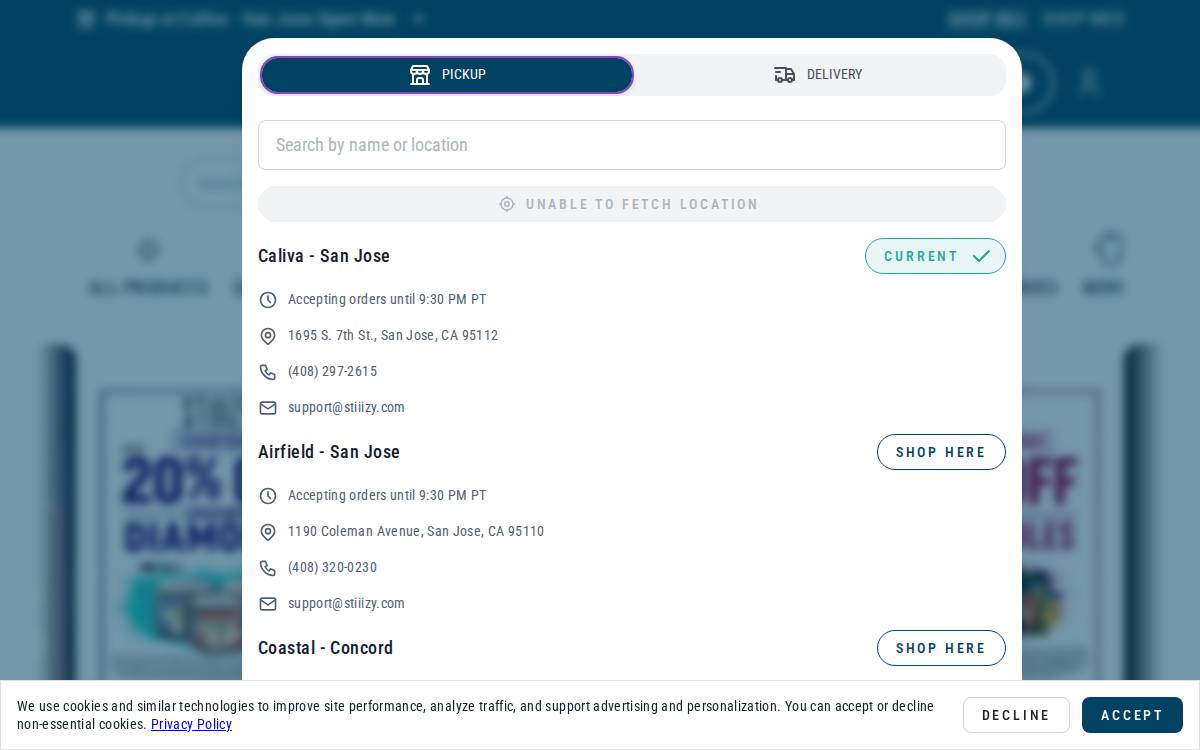 Caliva website preview