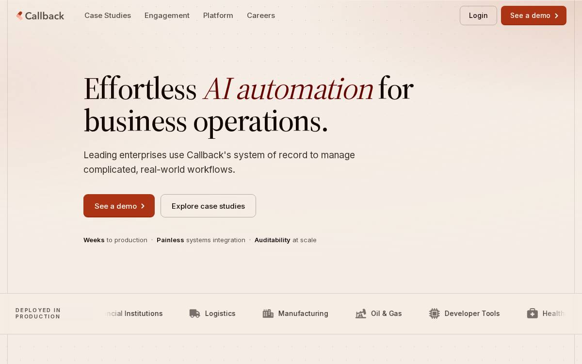 Callback website preview