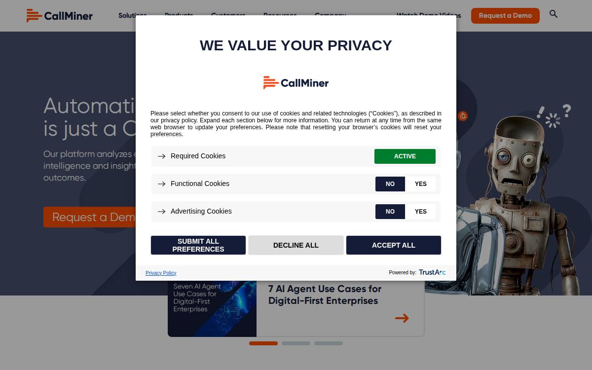 Callminer website preview