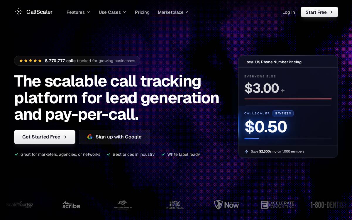 CallScaler website preview