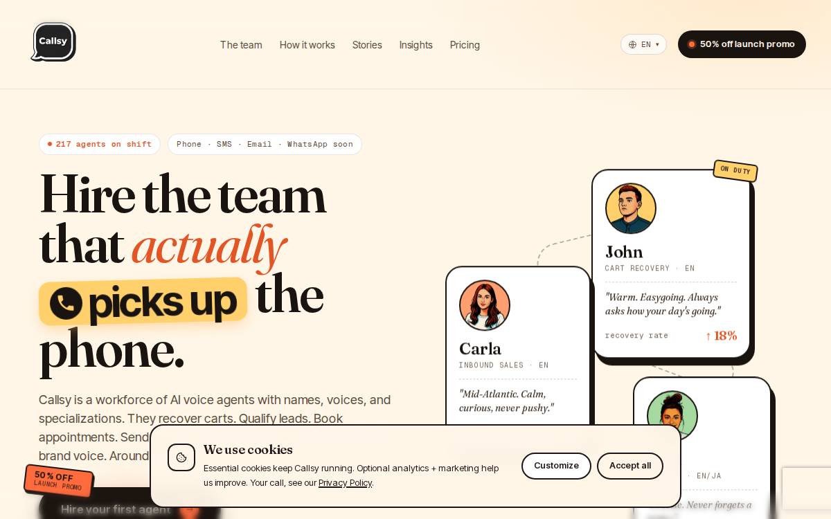 Callsy website preview